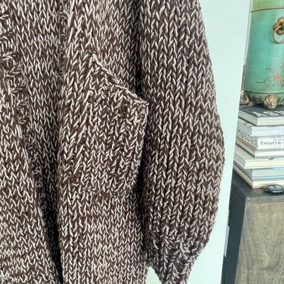 Etsy Oversized Maxi Knit Sweater with Pockets Brown Size 0/S - Picture 3 of 5